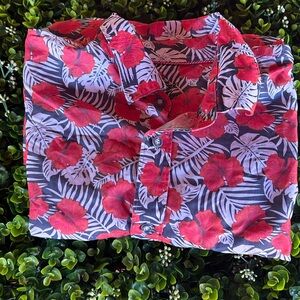 Tropical Red and Black Floral Men's Shirt